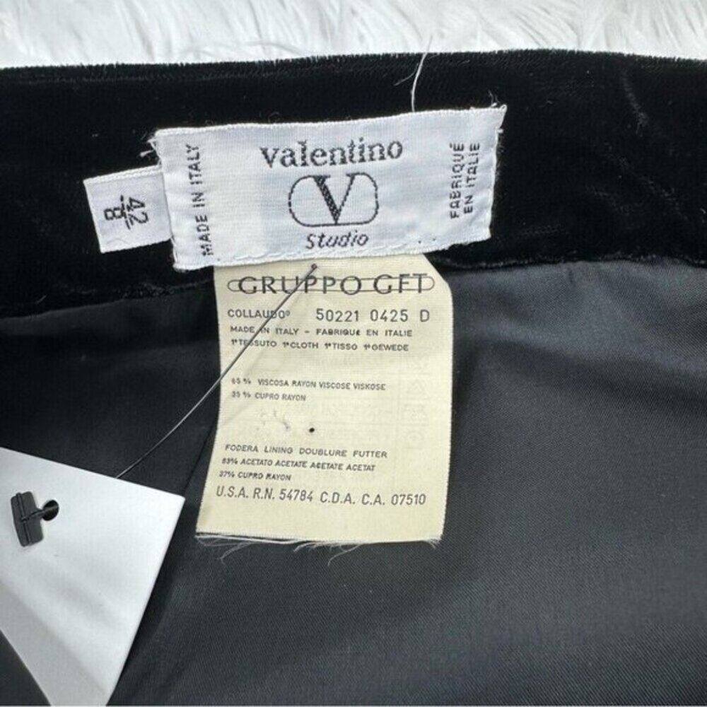 Valentino Studio‎ Black Velvet Pencil Skirt Vintage Made in Italy W27 Hemmed - Picture 7 of 14